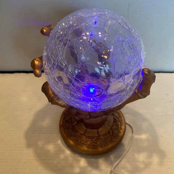 NWT & Vintage LED Lighted Glass Magic Ball in Gold Hand - Picture 7 of 11